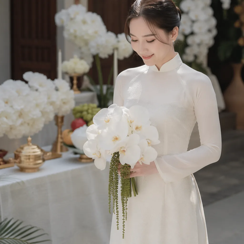 Hoa cưới minimalism 2026: lan hồ điệp trắng đơn sắc - hình 2