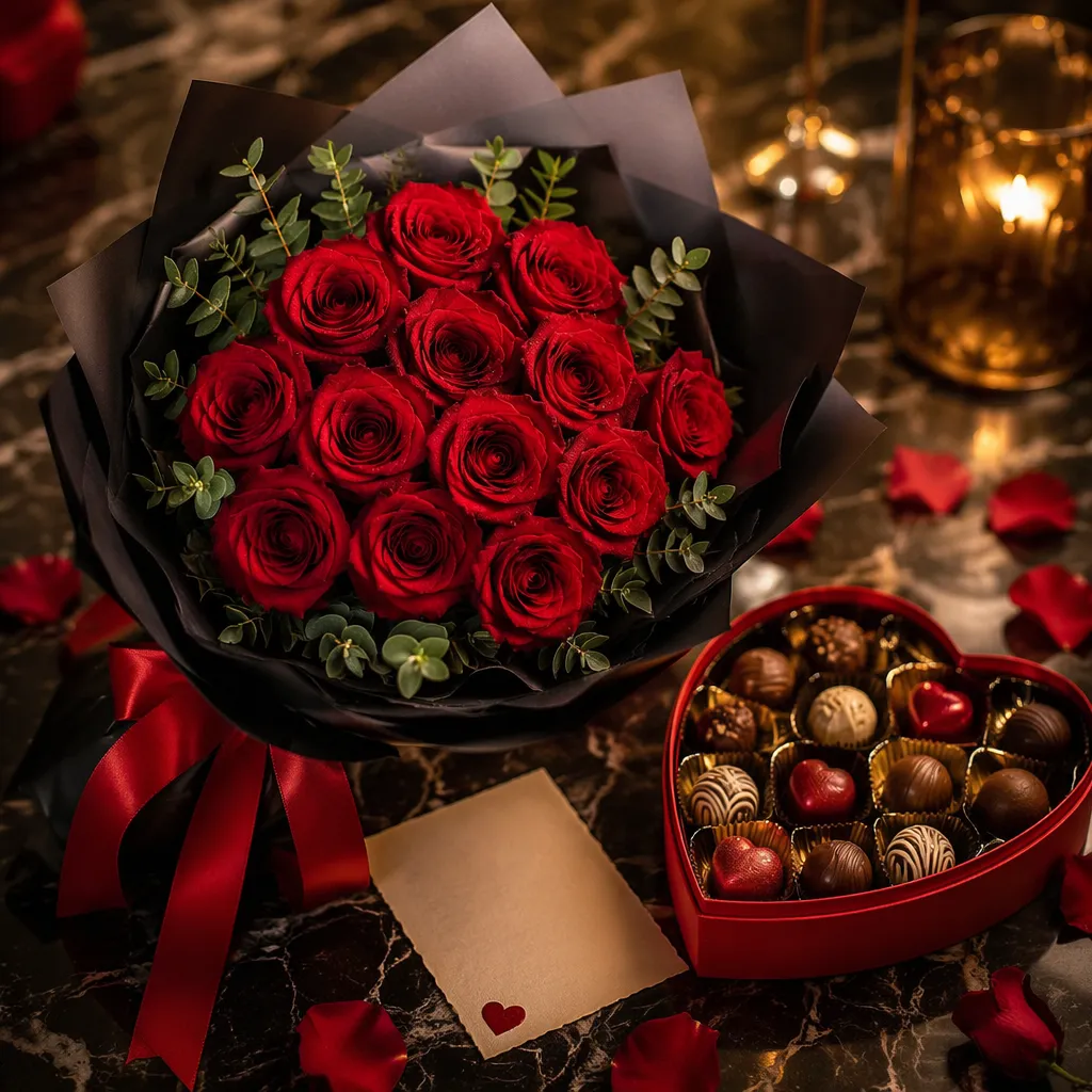 Combo hoa hồng và socola Valentine