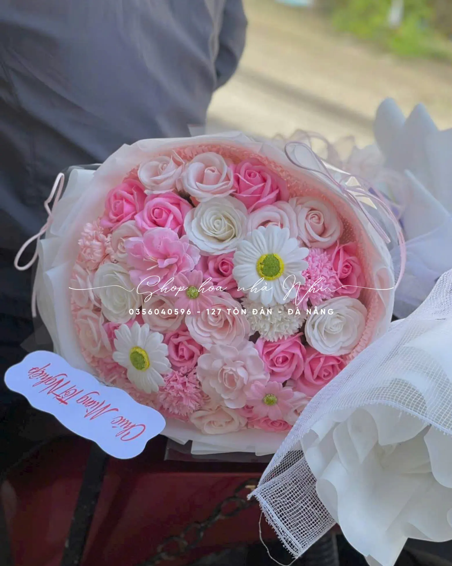 Bó Hoa Hoa Giả Hồng Phấn & Cúc Hồng & Hồng - Sinh Nhật