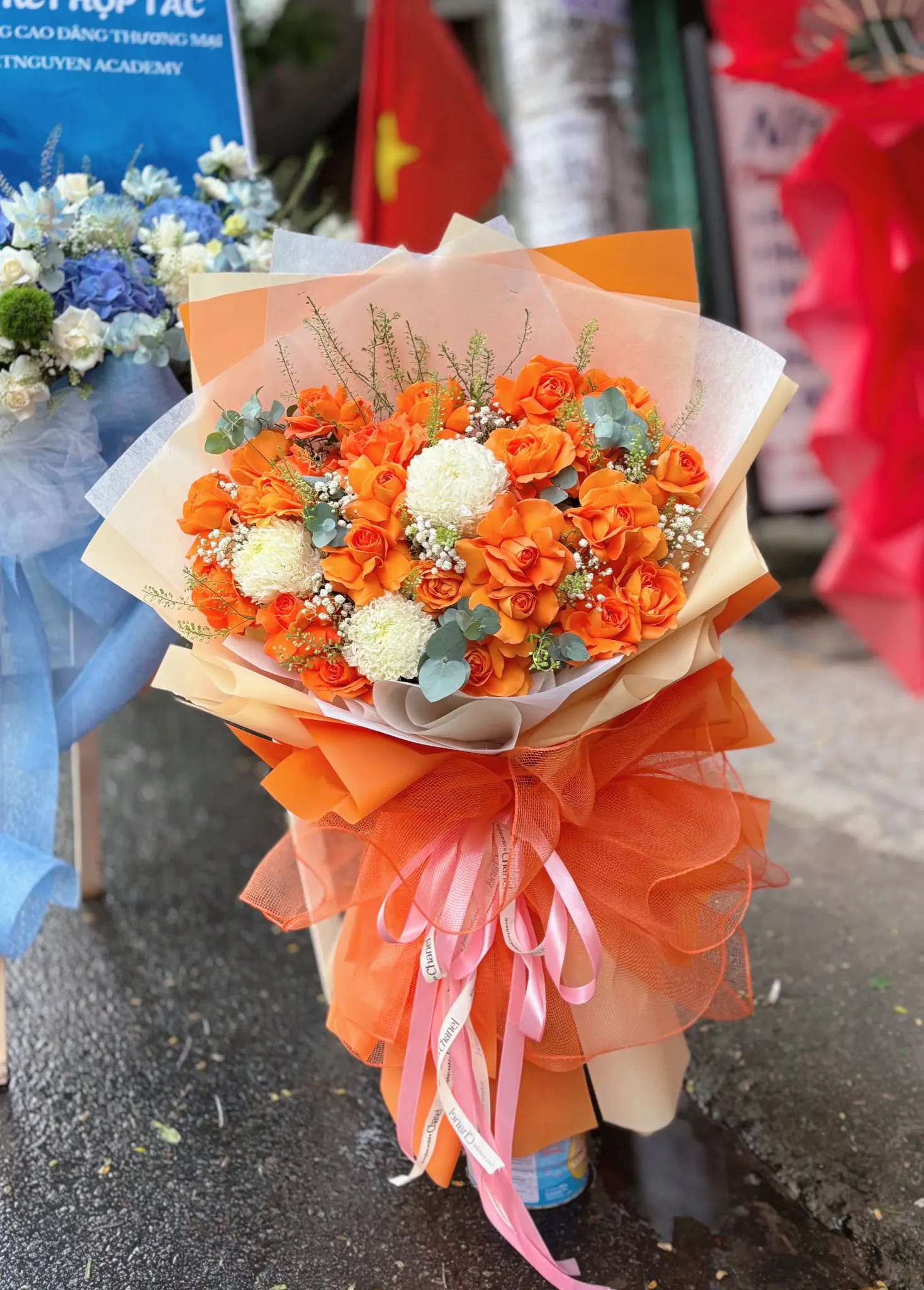 Bó Hoa Cúc Trắng & Hoa Baby & Hồng - Hoa Tươi