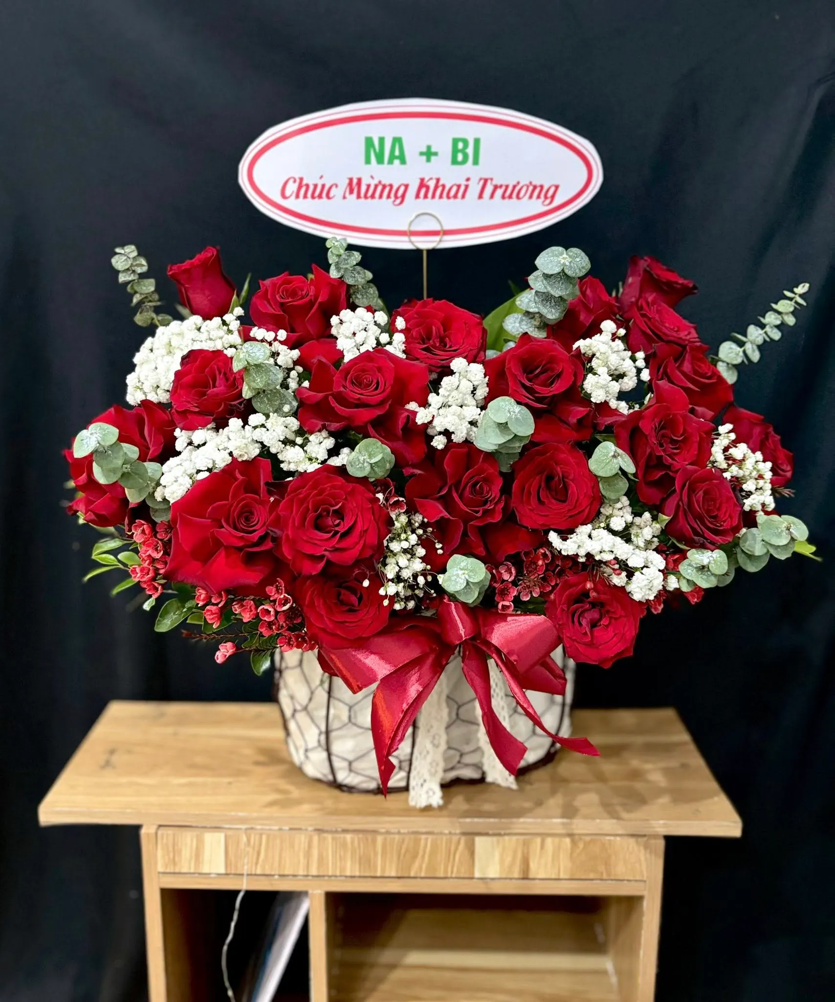 Ảnh 4 của Giỏ Hoa Hồng Phấn & Hồng & Cúc Họa Mi - Khai Trương