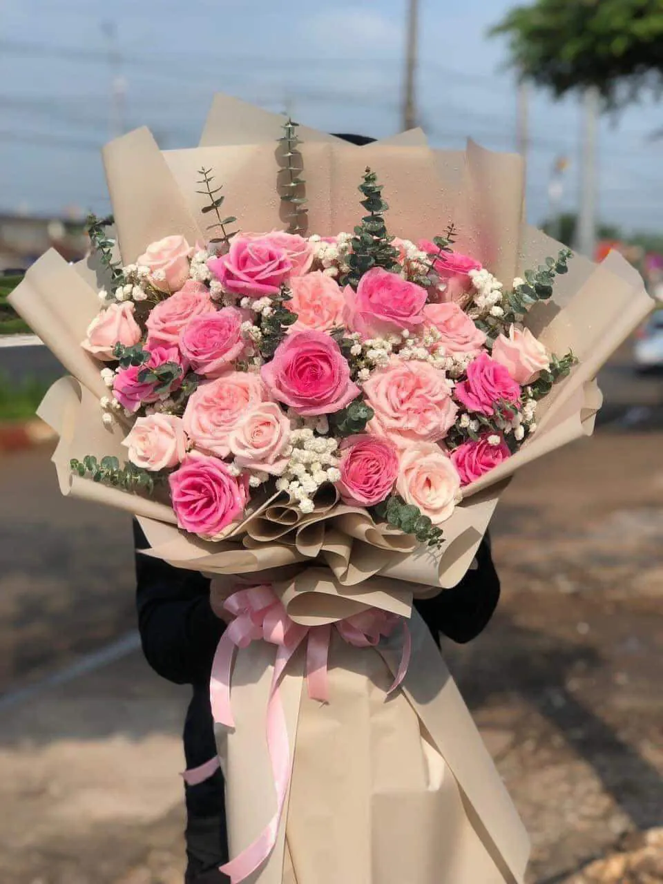 Bó Hoa Hồng Phấn & Hoa Baby & Hồng - Valentine