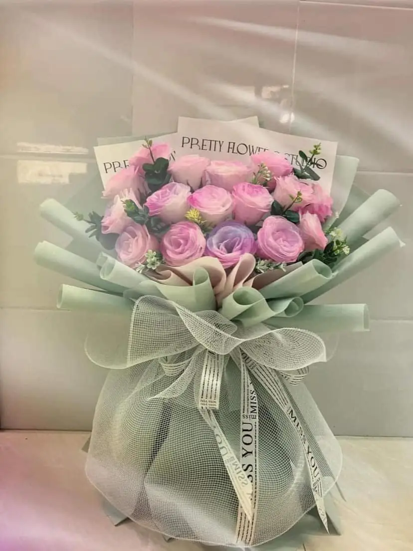 Bó Hoa Hồng & Bạch Đàn - Valentine
