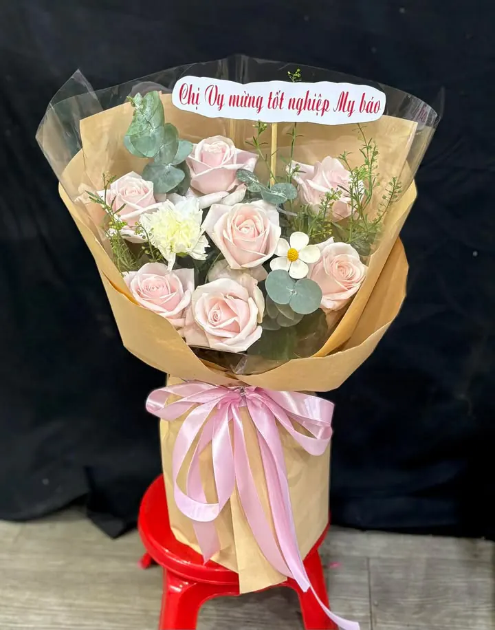 Ảnh 2 của Bó Hoa Hồng Phấn & Hồng & Cúc Họa Mi - Chúc Mừng