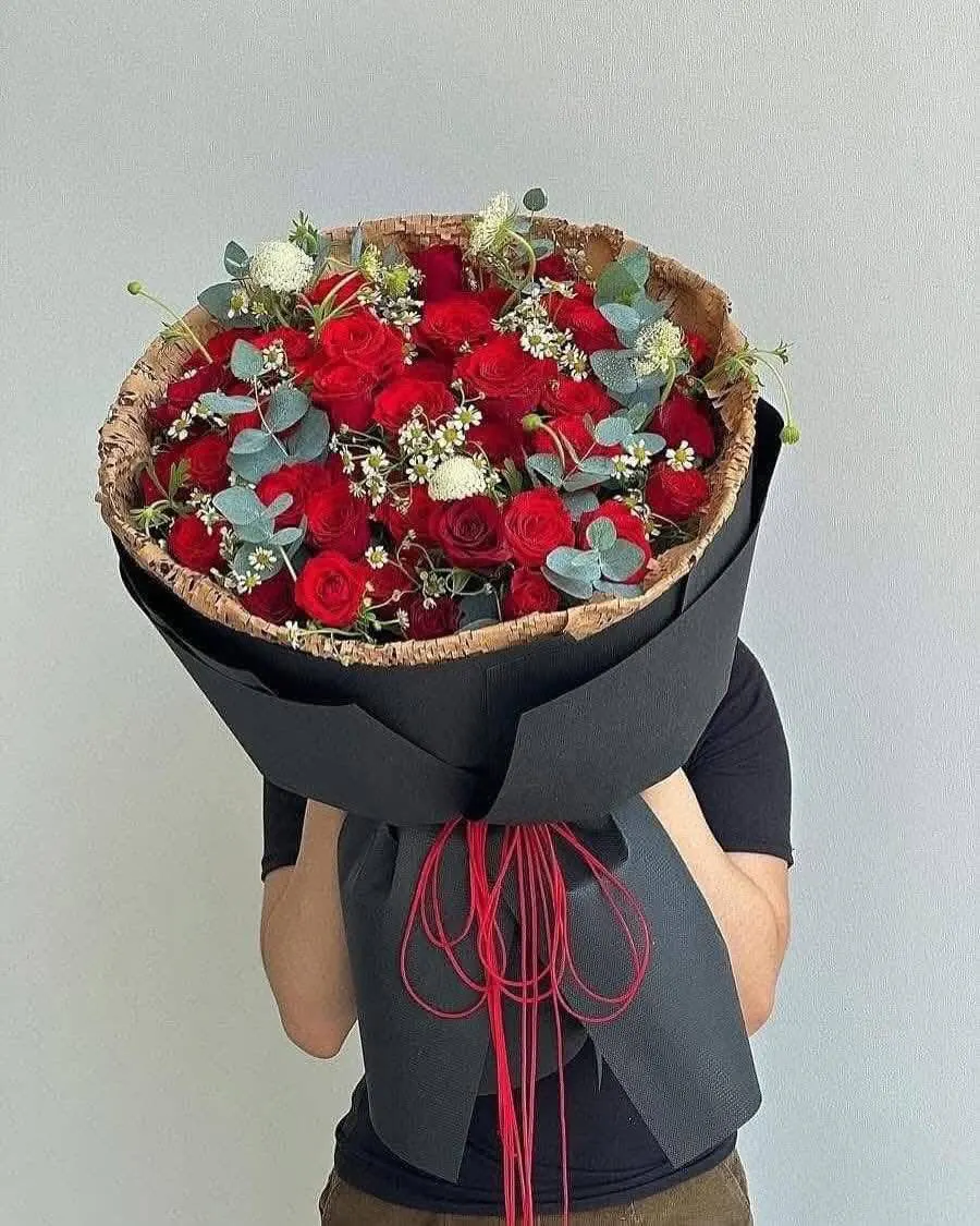 Giỏ Hoa Hồng Đỏ & Hoa Baby & Hồng - Valentine