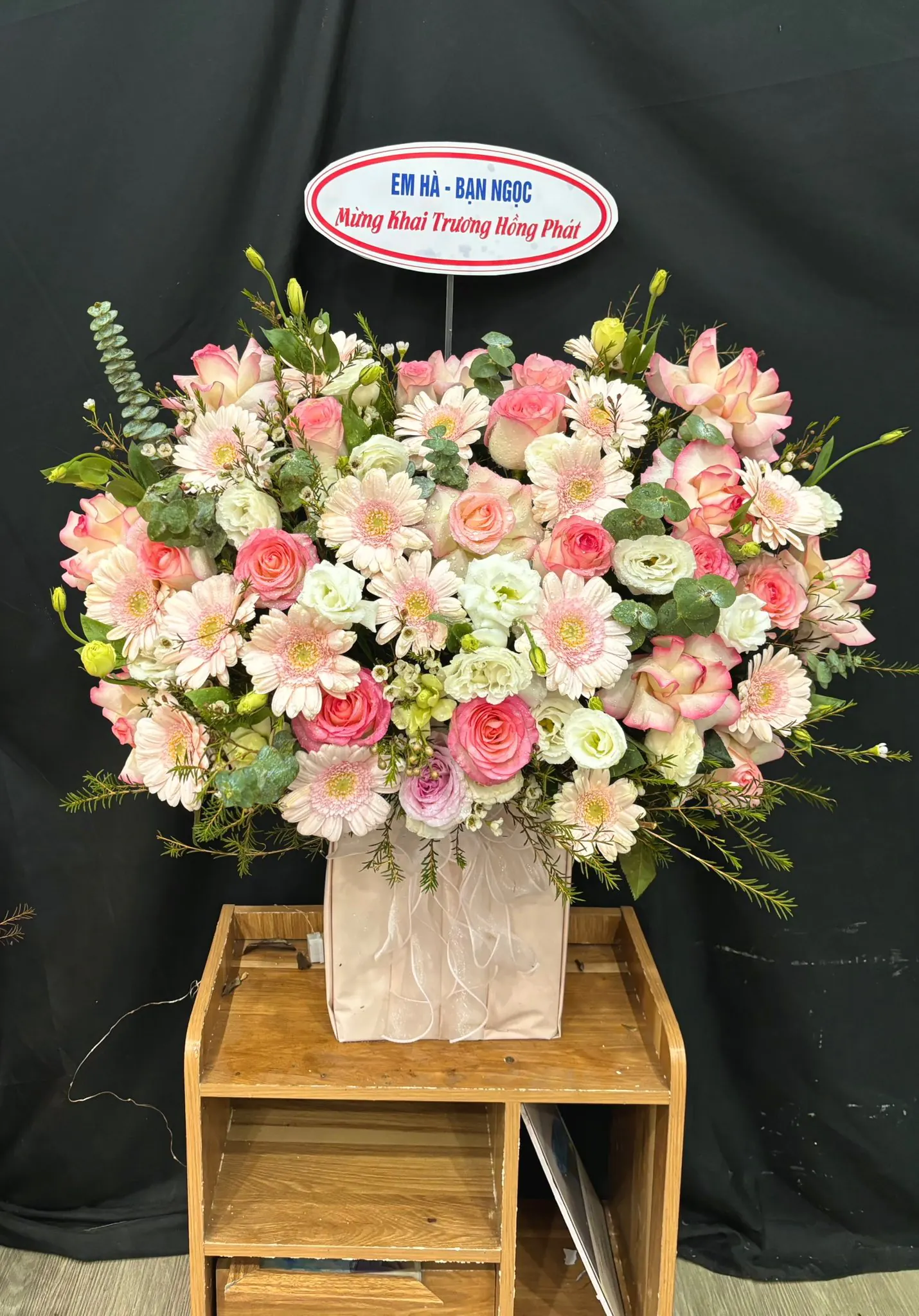 Bó Hoa Hồng Phấn & Hồng & Gerbera - Khai Trương