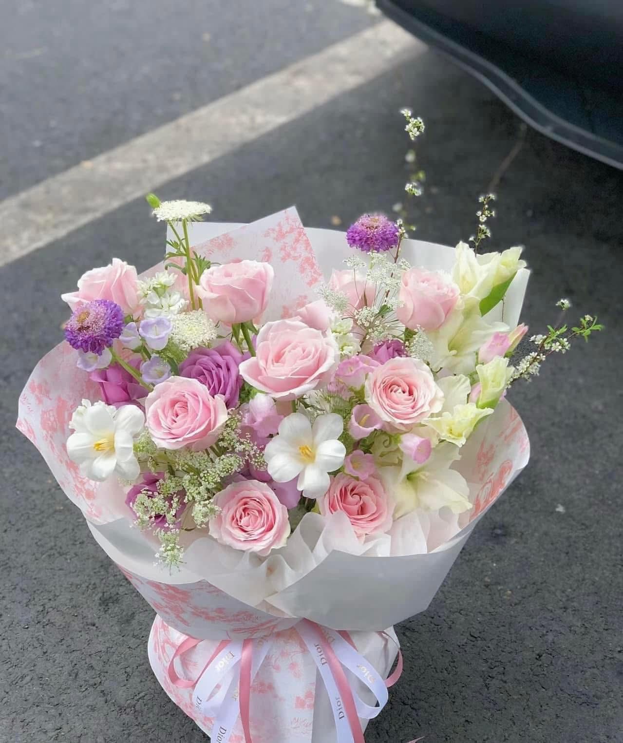 Bó hoa Mix Tím & Hồng