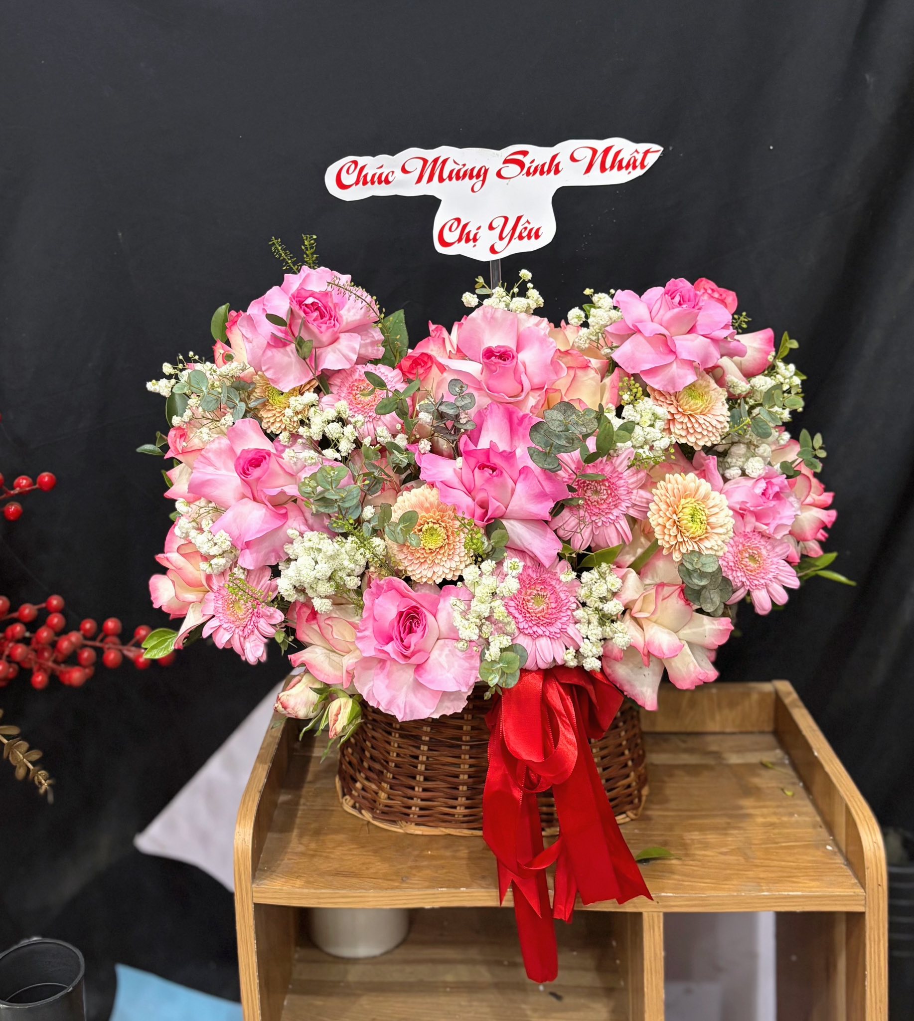 Giỏ Mix Hồng & Đồng Tiền